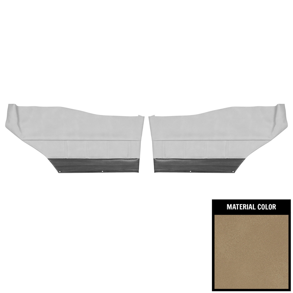 1972 Buick Skylark/GS/Regal/GN REAR QUARTER TRIM PANELS CUSTOM WITH VERTICAL PLEATS & WOODGRAIN - AVAILABLE ON BUCKET SEAT & BENCH WITH CENTER ARMREST MODELS (PUI UNASSEMBLED) COUPE SANDALWOOD - PR | IN9744S