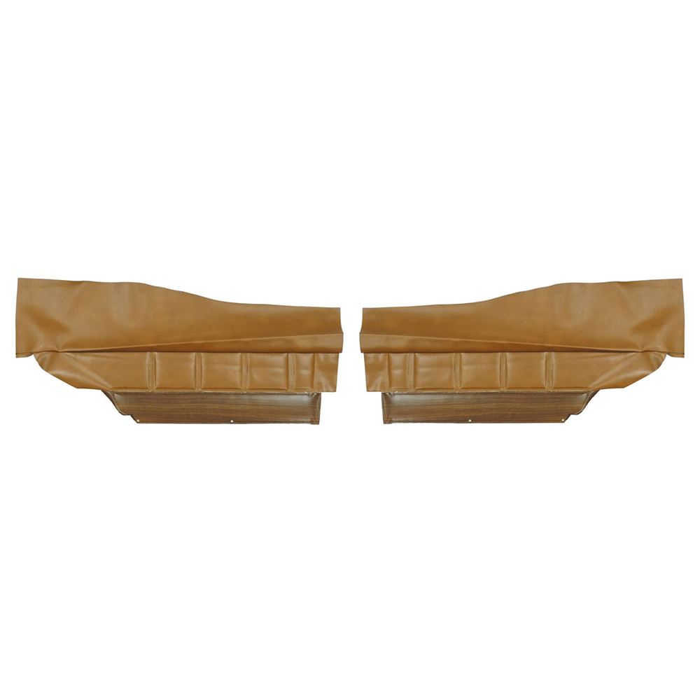 1972 Buick Skylark/GS/Regal/GN REAR QUARTER TRIM PANELS CUSTOM WITH VERTICAL PLEATS & WOODGRAIN - AVAILABLE ON BUCKET SEAT & BENCH WITH CENTER ARMREST MODELS (PUI UNASSEMBLED) COUPE TAN - PR | IN9746S