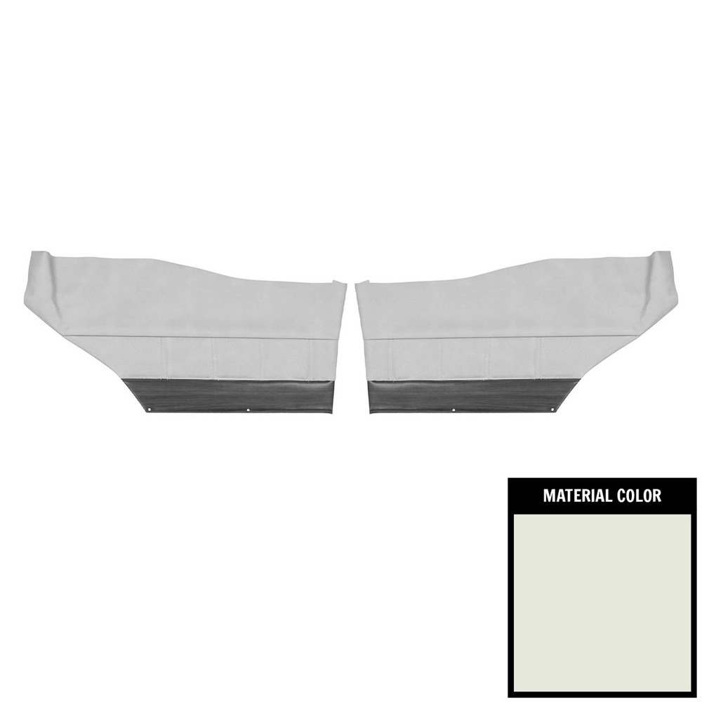1972 Buick Skylark/GS/Regal/GN REAR QUARTER TRIM PANELS CUSTOM WITH VERTICAL PLEATS & WOODGRAIN - AVAILABLE ON BUCKET SEAT & BENCH WITH CENTER ARMREST MODELS (PUI UNASSEMBLED) COUPE WHITE - PR | IN9747S