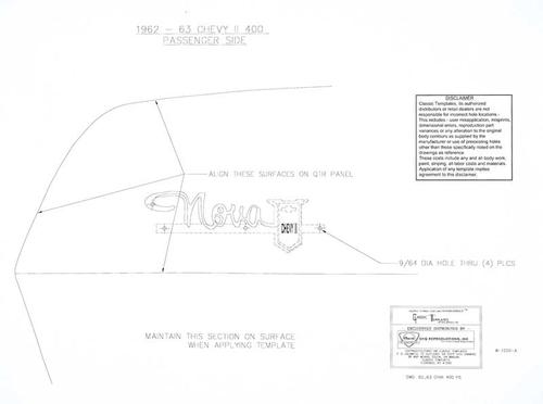 1963 Chevrolet Nova/Chevy II NOVA 400 QUARTER PANEL EMBLEM TEMPLATE KIT | EM9857N