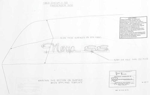 1963 Chevrolet Nova/Chevy II NOVA SS QUARTER PANEL EMBLEM TEMPLATE KIT | EM9858N