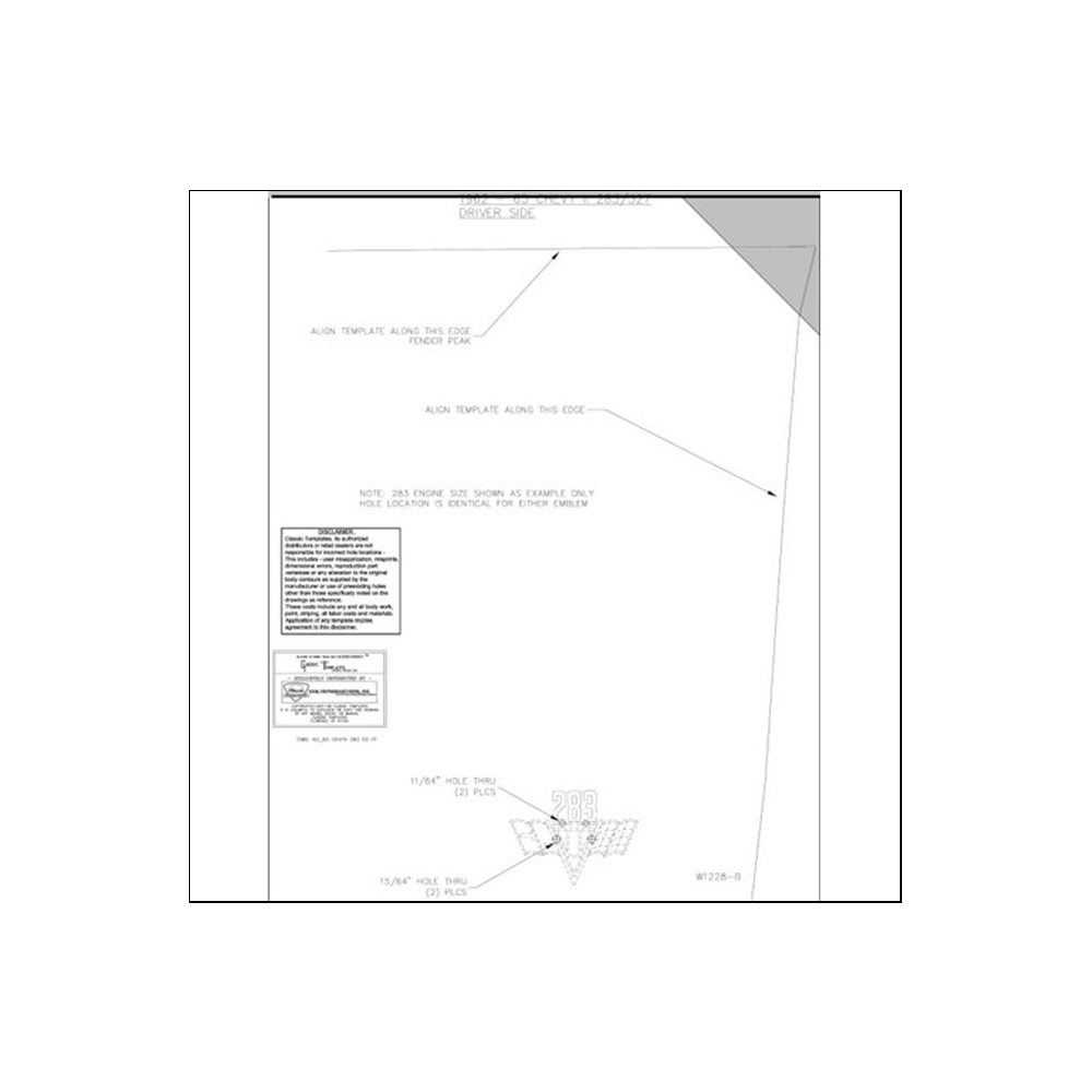1962 Chevrolet Nova/Chevy II NOVA 283/FLAG FENDER EMBLEM TEMPLATE KIT | EM9865N