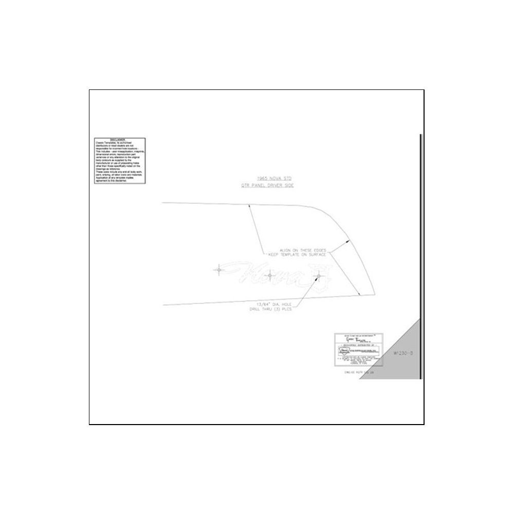 1965 Chevrolet Nova/Chevy II NOVA STANDARD QUARTER PANEL EMBLEM TEMPLATE KIT | EM9866N