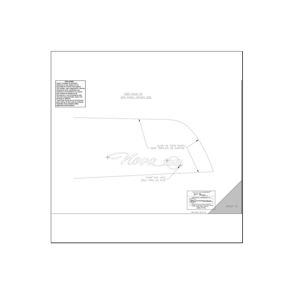 1965 Chevrolet Nova/Chevy II NOVA SS QUARTER PANEL EMBLEM TEMPLATE KIT | EM9867N