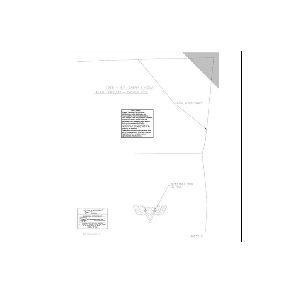 1966 Chevrolet Nova/Chevy II NOVA STANDARD V-8 FENDER FLAG EMBLEM TEMPLATE KIT | EM9871N