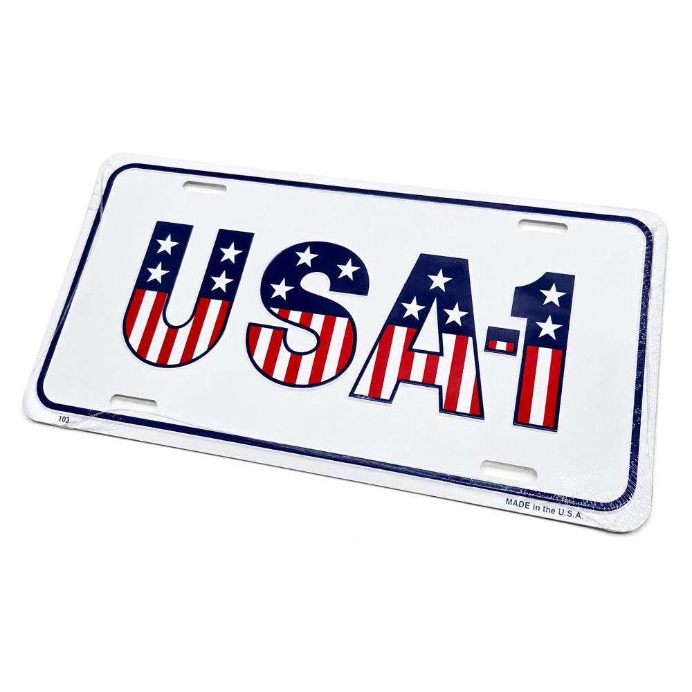 1967 Buick Skylark/GS/Regal/GN ACCESSORY LICENSE PLATE (WHITE BACKGROUND USA-1) | BK9870Z