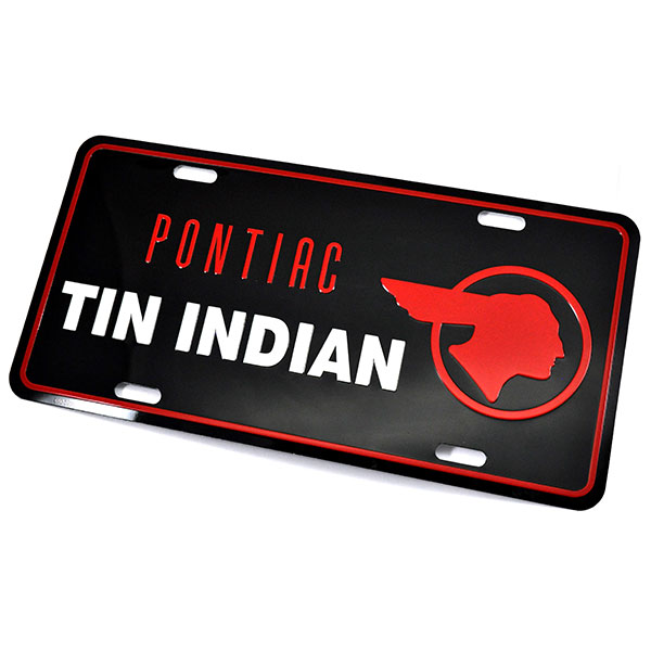 1966 Pontiac GTO/LeMans/Tempest ACCESSORY LICENSE PLATE (BLACK BACKGROUND WITH RED OUTLINE WITH PONTIAC TIN INDIAN) | BK10113Z