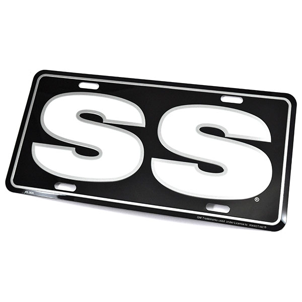 1973 Chevrolet Monte Carlo ACCESSORY LICENSE PLATE (BLACK BACKGROUND WITH SS IN WHITE) | BK9949Z
