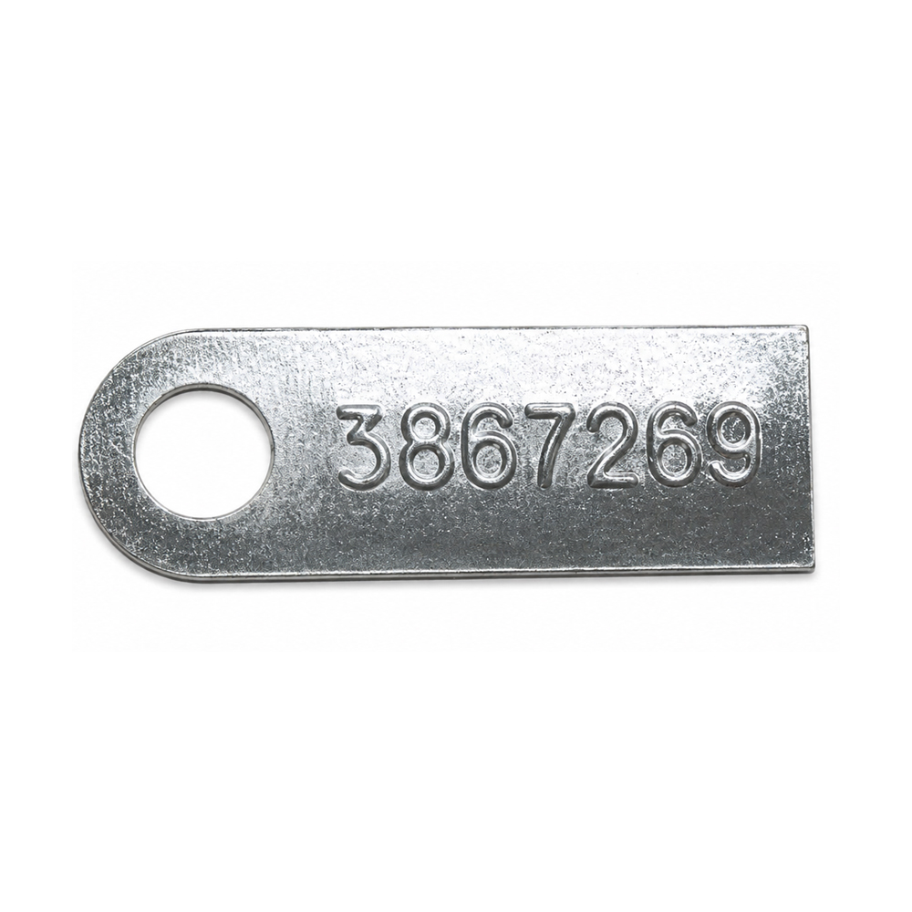 1964 Chevrolet Chevelle/Malibu MANUAL TRANSMISSION TAG (3867269) - FOR MODELS EQUIPPED WITH AN M-21.  THE PART NUMBER IS STAMPED FROM THE BACKSIDE; THE RAISED ID NUMBER ON THE FRONT READS 3867269 | MT9990V
