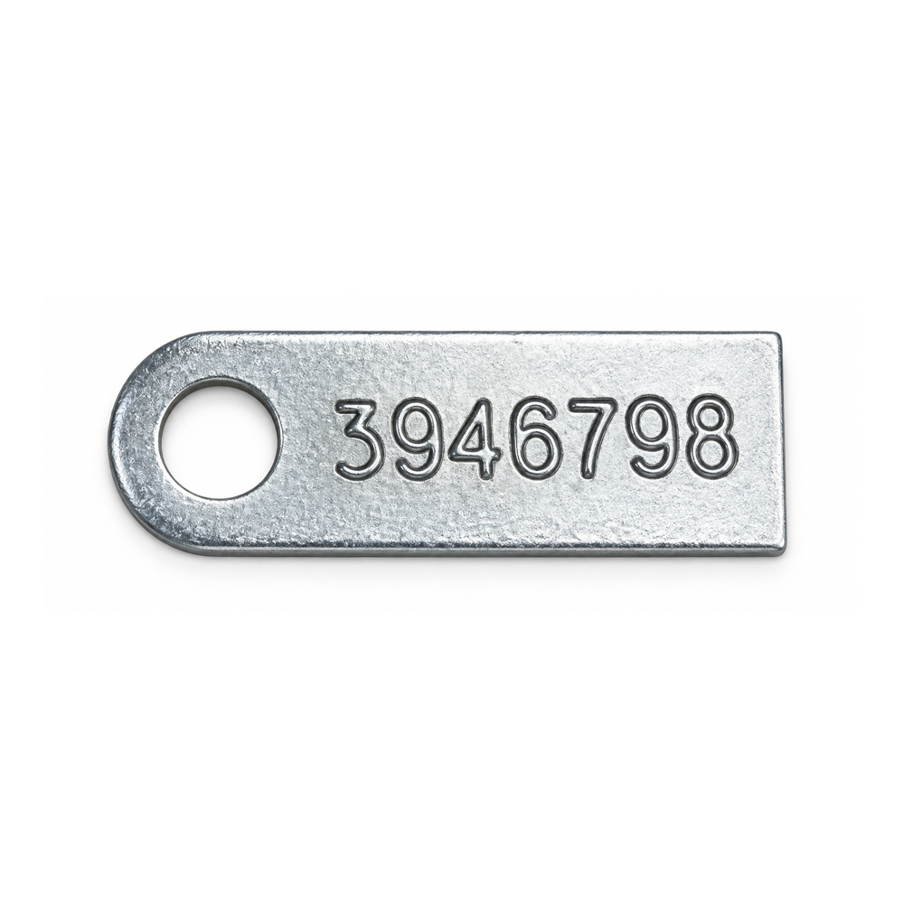 1969 Chevrolet Impala/Caprice/Bel Air MANUAL TRANSMISSION TAG (3946798) - FOR L78 OR Z-28 EQUIPPED WITH AN M-21.  THE PART NUMBER IS STAMPED FROM THE BACKSIDE; THE RAISED ID NUMBER ON THE FRONT READS 3946798 | MT6347Z