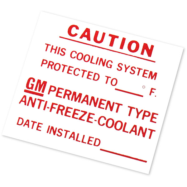 1971 Chevrolet Monte Carlo DEALER INSTALLED ANTIFREEZE DECAL (DC0462) MADE IN THE USA | DC2319C