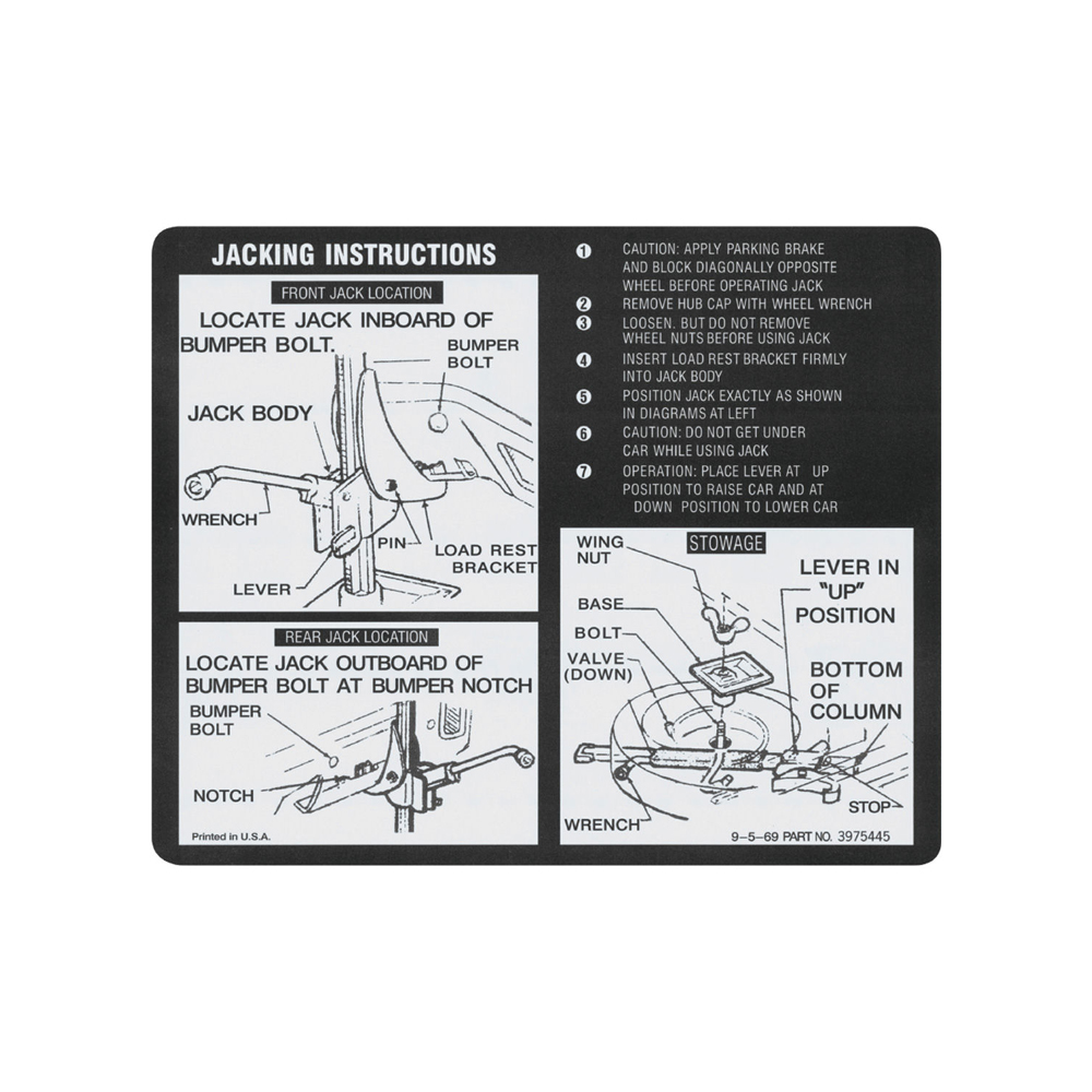1970 Chevrolet Monte Carlo JACK INSTRUCTION REGULAR | DC1556M