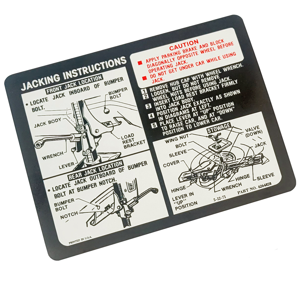 1972 Chevrolet Monte Carlo JACK INSTRUCTION REGULAR SPARE | DC1557M