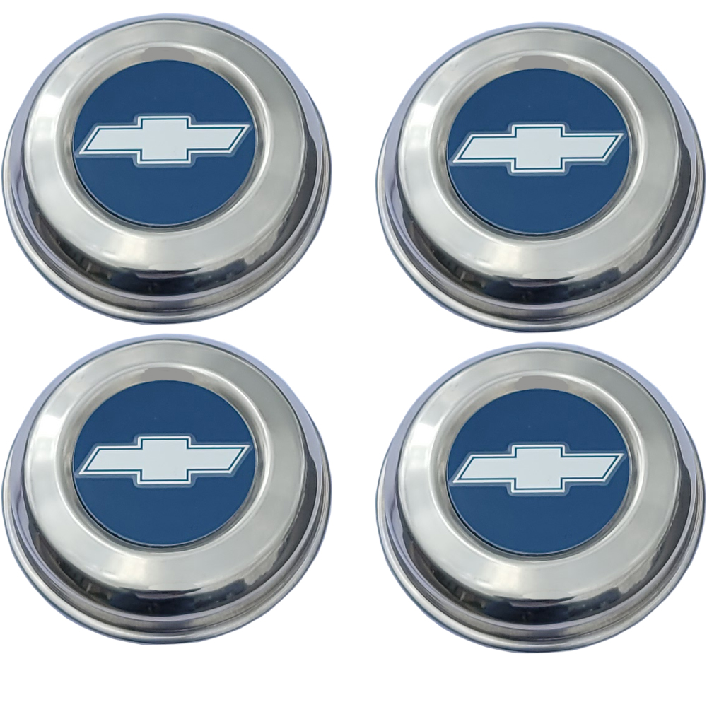 1971 Chevrolet El Camino SS WHEEL CAP (BLUE WITH BOWTIE) - SET OF 4 FOR THE 5 SPOKE MAGNESIUM WHEEL WITH SNAP ON STYLE CAP. THIS CAP FEATURES A BLUE INSERT WITH SILVER RAISED BOWTIE JUST LIKE ORIGINAL - SET OF 4 | WT8514Z