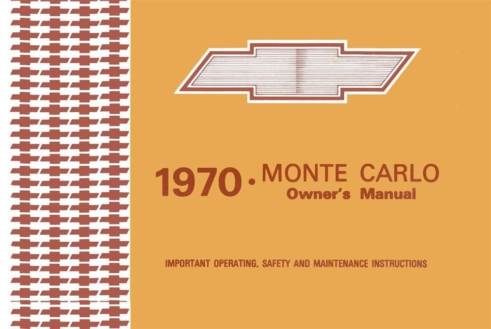 1970 Chevrolet Monte Carlo MONTE CARLO OWNERS MANUAL | BK1027M