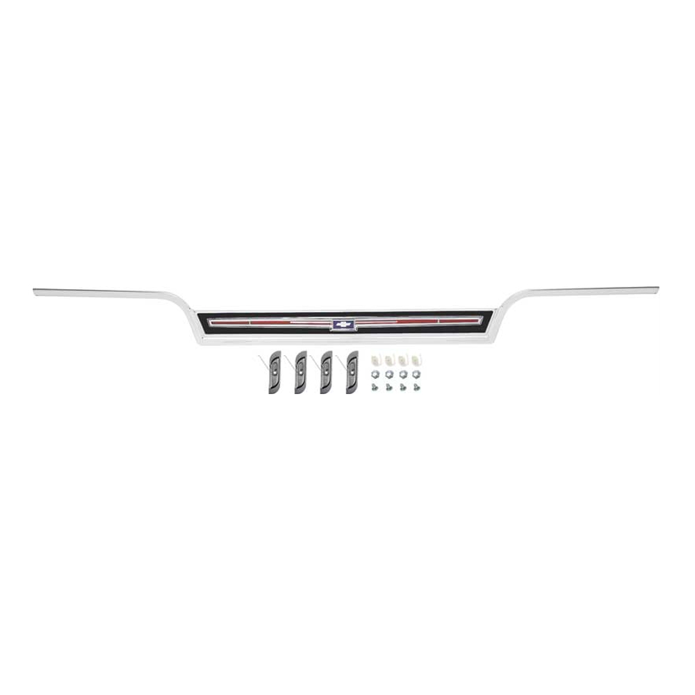 1967 Chevrolet Impala/Caprice/Bel Air TRUNK MOLDING ASSEMBLY WITH EMBLEM AND BEZEL INSTALLED - HARDTOP ONLY - EA | XP10457P