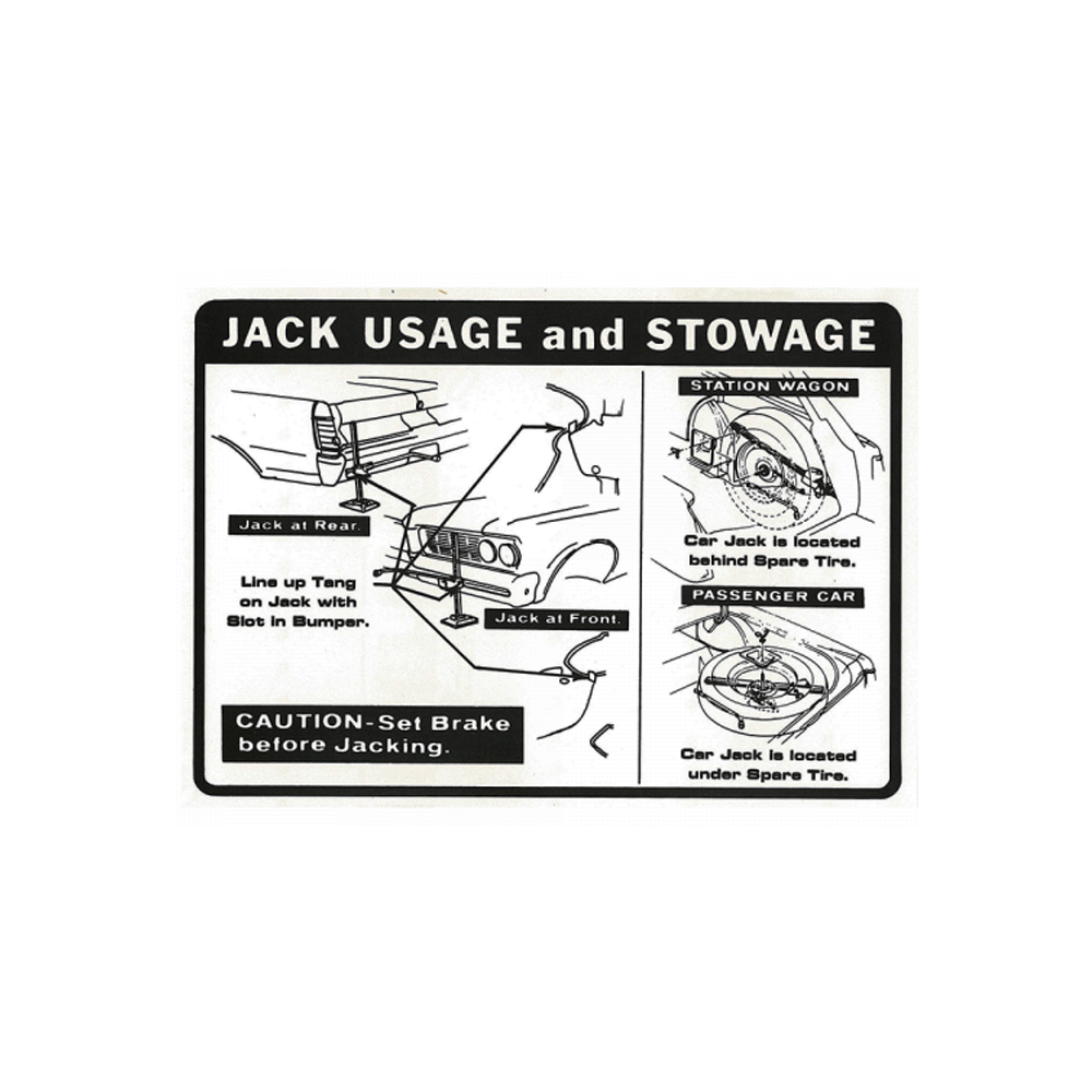 1964 Pontiac GTO/LeMans/Tempest JACK INSTRUCTION LEMANS/TEMP/GTO (DT0626) | DC10813G