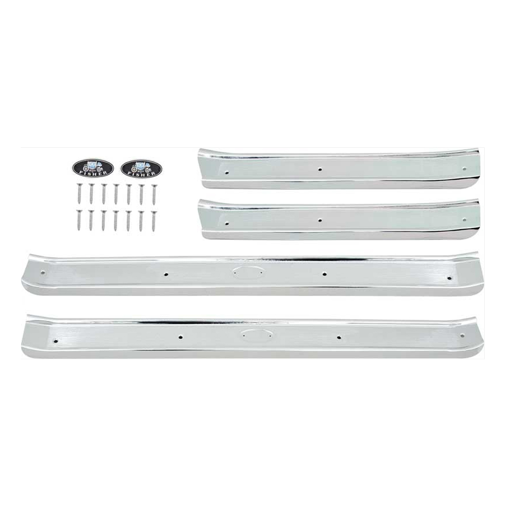 1964 Chevrolet Impala/Caprice/Bel Air DOOR SILL PLATES 4 DOOR (WITH STICK-ON EMBLEMS) - SET OF 4 | IN10863P