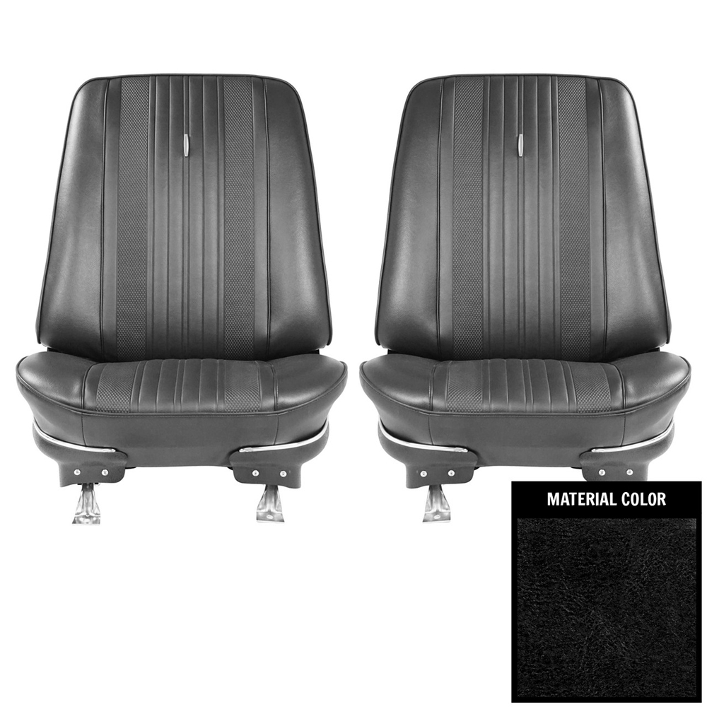 1970 Chevrolet Chevelle/Malibu PRE-ASSEMBLED BUCKET SEATS IN BLACK - PAIR | IN11130V