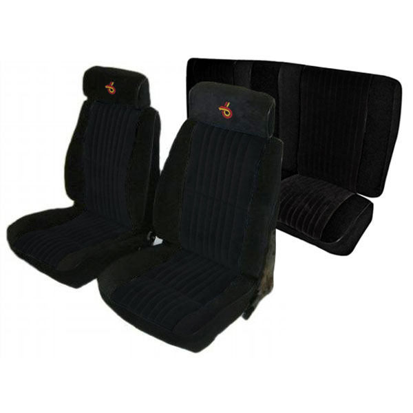 1987 Buick Skylark/GS/Regal/GN FRONT BUCKETS & REAR BENCH SEAT COVERS GRAND NATIONAL (PALLEX CLOTH SOLID BLACK) - SET | IN11270S