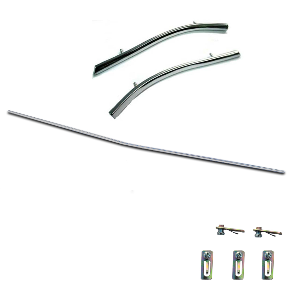 1970 Buick Skylark/GS/Regal/GN TRUNK LOWER MOLDING KIT WITH QUARTER EXTENSIONS - NEW CENTER MOLDING KIT MADE OUT OF STAINLESS STEEL WITH CLIPS, LEFT AND RIGHT HAND POT METAL ENDS THAT MOUNT ON THE QUARTER PANELS | XP12275S