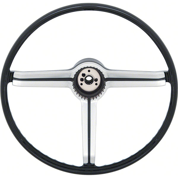 1968 Chevrolet El Camino DELUXE 3-SPOKE BLACK PLASTIC BARE STEERING WHEEL (THIS IS A REPRODUCTION DELUXE BLACK STEERING WHEEL. THESE WHEELS ARE CORRECT DOWN TO THE 