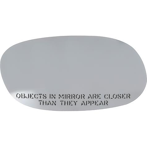 1977 Pontiac GTO/LeMans/Tempest OUTSIDE SPORT MIRROR GLASS WITH WRITING (CONVEX) (OBJECTS IN MIRROR ARE CLOSER THAN THEY APPEAR) - RH | XP4437C