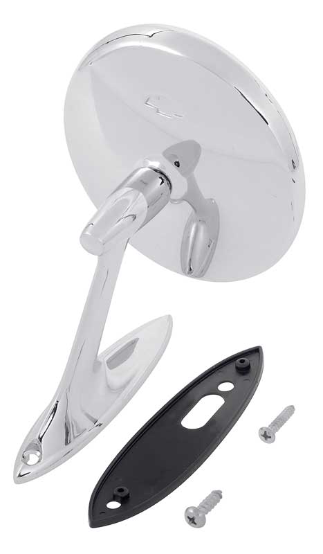 1961 Chevrolet Corvair OUTSIDE CHROME MIRROR ASSEMBLY WITH BOWTIE (INCLUDES MOUNTING SCREWS AND GASKET)- EA | XP5211C