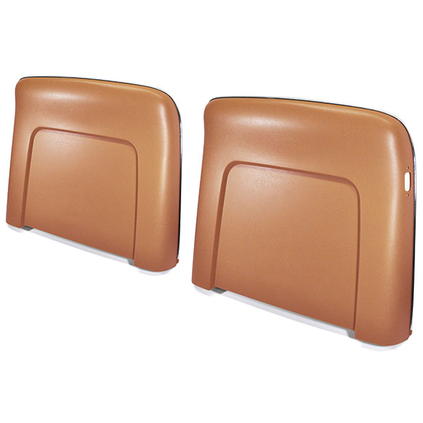 1970 Pontiac GTO/LeMans/Tempest PLASTIC BUCKET SEAT BACKS - INJECTION MOLDED WITH MOLDED CHROME (FITS 68 ALL & 69-72 RECLINING SEATS ONLY) TAN - PR | IN4384Z