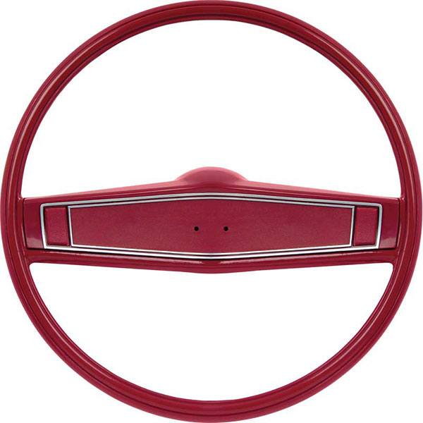 1969 Chevrolet El Camino STANDARD RED PLASTIC 2-SPOKE STEERING WHEEL KIT (THIS IS A REPRODUCTION STANDARD STEERING WHEEL THAT IS MOLDED IN RED PLASTIC WITH 2 SPOKES, ACCEPTS HORN SHROUD. KIT INCLUDES STEERING WHEEL, HORN SHROUD, HORN BUTTONS AND HORN CONTACT) | ST3796C