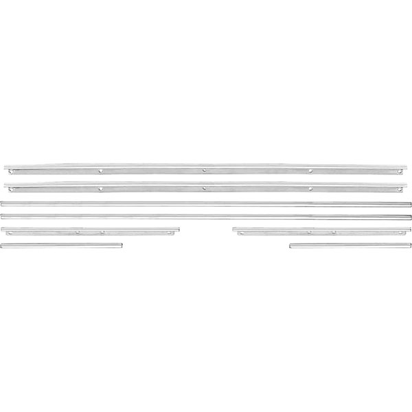 1967 Pontiac Firebird/TransAm STANDARD DOOR PANEL MOLDING SET, INCLUDES UPPER DOOR PANEL MOLDINGS (COUPE WITHOUT REAR ARM REST) - 8 PIECE SET | IN12677F
