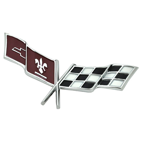 1977 Chevrolet Corvette NOSE EMBLEM (CROSSFLAGS - SHOW QUALITY WITH 3M TAPE ON BACK) DARK RED | EM1001O