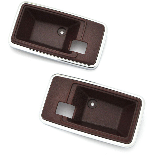 1980 Pontiac Firebird/TransAm STANDARD DOOR HANDLE ESCUTCHEON (THICK CHROME EDGE) CARMINE - PAIR | IN12748F