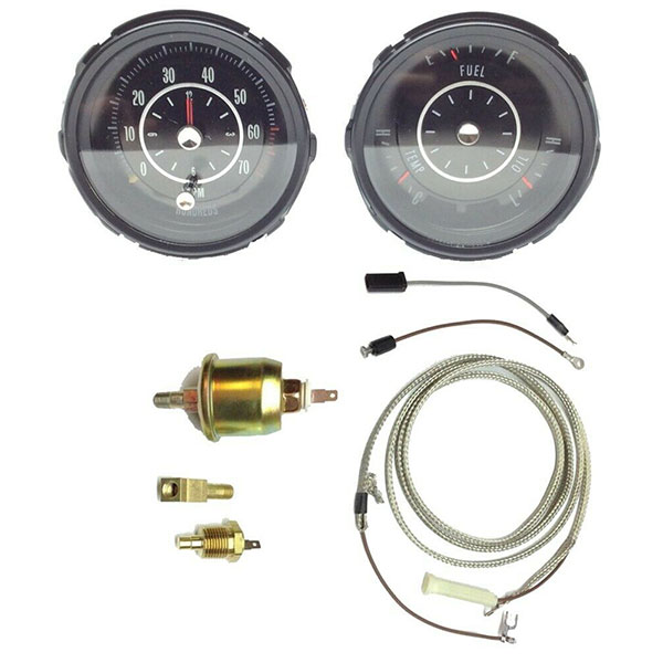 1969 Oldsmobile Cutlass/442/F85 RALLY PACK GAUGE SET (INCLUDES TACH & CLOCK ASSEMBLY AND RALLY GAUGE POD WITH FUEL, TEMP AND OIL GAUGE)* WITH INSTALLATION KIT | IN12873T