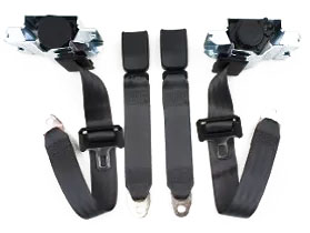 2000 Pontiac Firebird/TransAm FRONT SEAT BELT SET, SINGLE RETRACTOR STYLE IN 7 PANEL WEBBING (BLACK) - PAIR | IN15352F