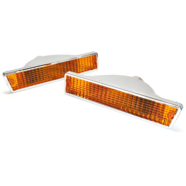 1987 Oldsmobile Cutlass/442/F85 PARKING LIGHT / TURN SIGNAL LENSES WITHOUT MONITORS (AMBER - MOUNT IN BUMPER) - PAIR | XL23230T