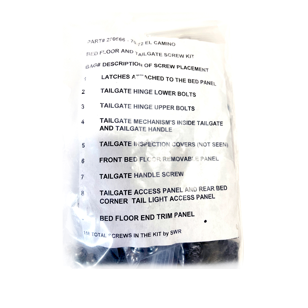 1971 Chevrolet El Camino BED FLOOR AND TAILGATE SCREW KIT (118 PCS)
# 270666 | HB52705E