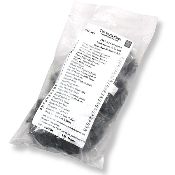 1962 Chevrolet Impala/Caprice/Bel Air UNDERHOOD & TRUNK BOLT NUT AND SCREW KIT(403) | GM403