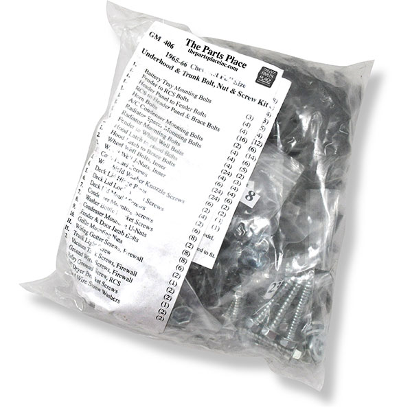1966 Chevrolet Impala/Caprice/Bel Air UNDERHOOD & TRUNK BOLT, NUT & SCREW KIT(406) | GM406