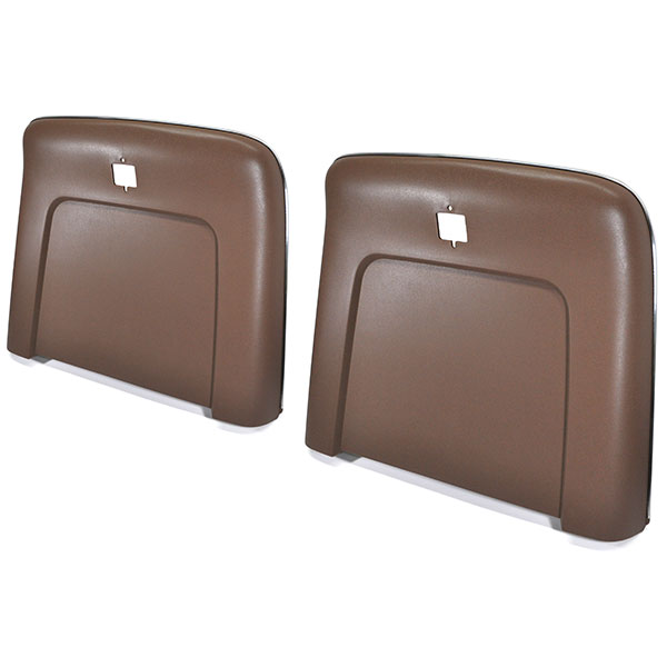 1971 Buick Skylark/GS/Regal/GN PLASTIC BUCKET SEAT BACKS WITH CENTER BUTTON RELEASE HOLE - INJECTION MOLDED WITH MOLDED CHROME (DARK SADDLE) - PR | IN80831Z