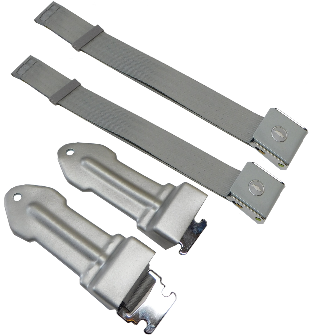 1965 Chevrolet El Camino BOWTIE SILVER LIFT LATCH OE STYLE FRONT SEAT BELT (PR) | IN80888C