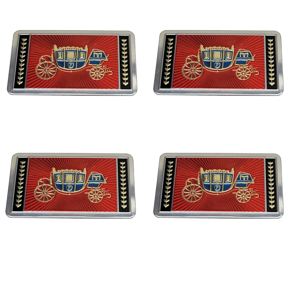 1965 Pontiac GTO/LeMans/Tempest DELUXE CHROME BUCKLE RED STAGECOACH FOIL DECAL - SET OF 4 | IN6083Z