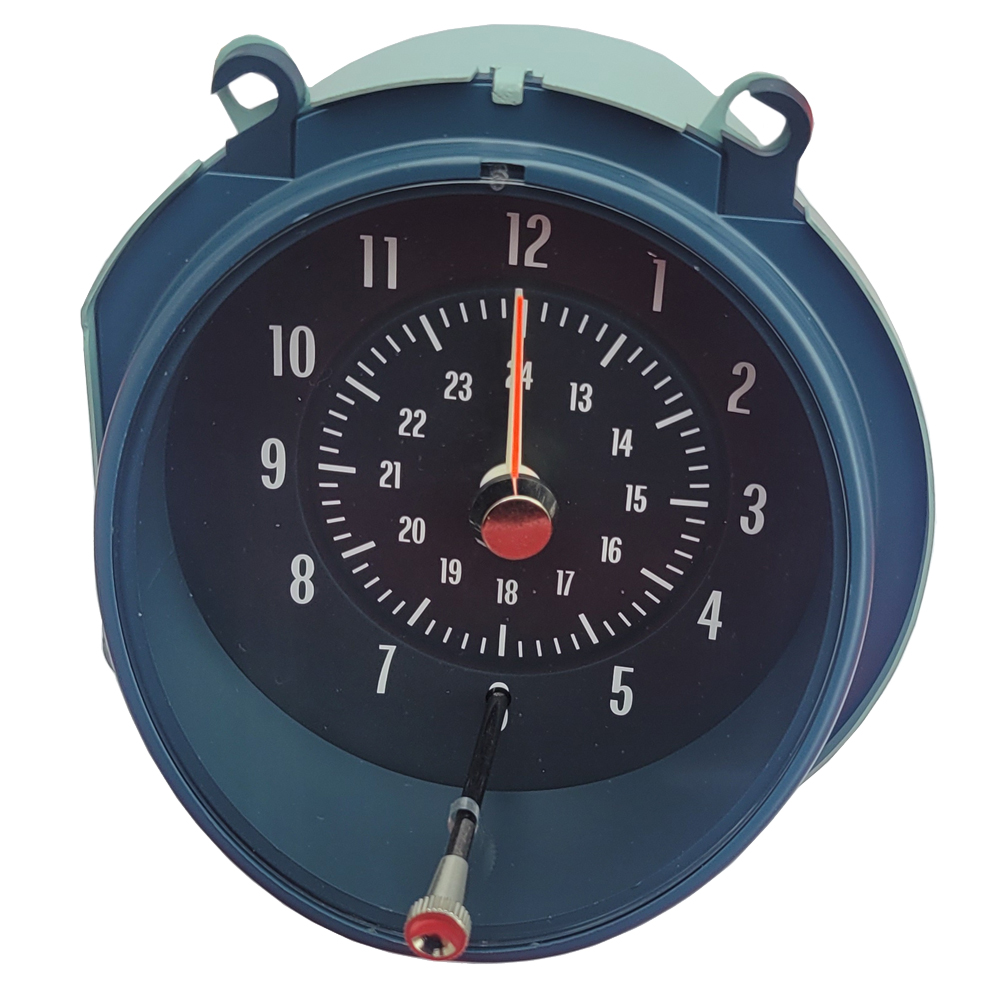 1968 Pontiac GTO/LeMans/Tempest DASH CLOCK FACTORY LOOKING BLUE FACE WITH QUARTZ MOVEMENT (REPRODUCTION) | IN81027G