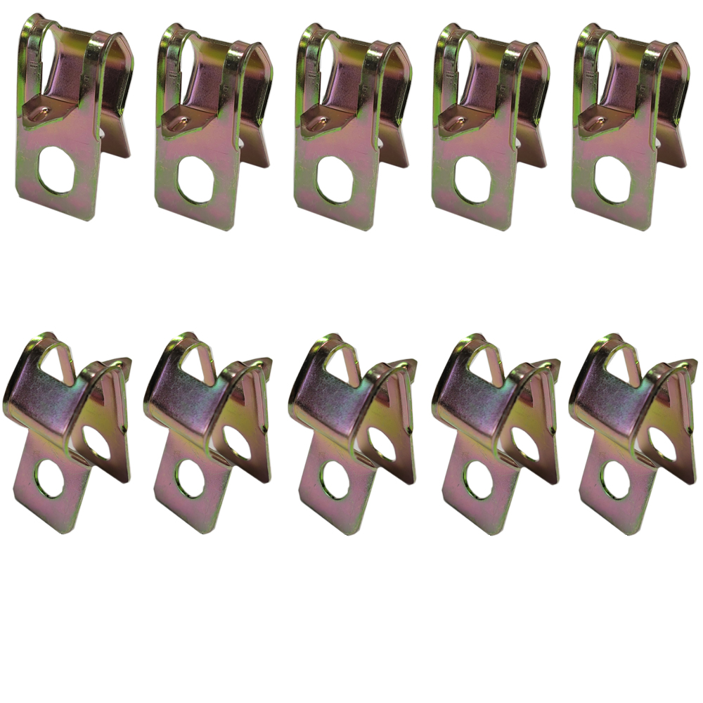 1965 Cadillac Cars 3/8'' X 1/4'' R CLIP FOR METAL LINES W/ TAB - SET OF 10 (GOLD CADMIUM) | HB96571Z