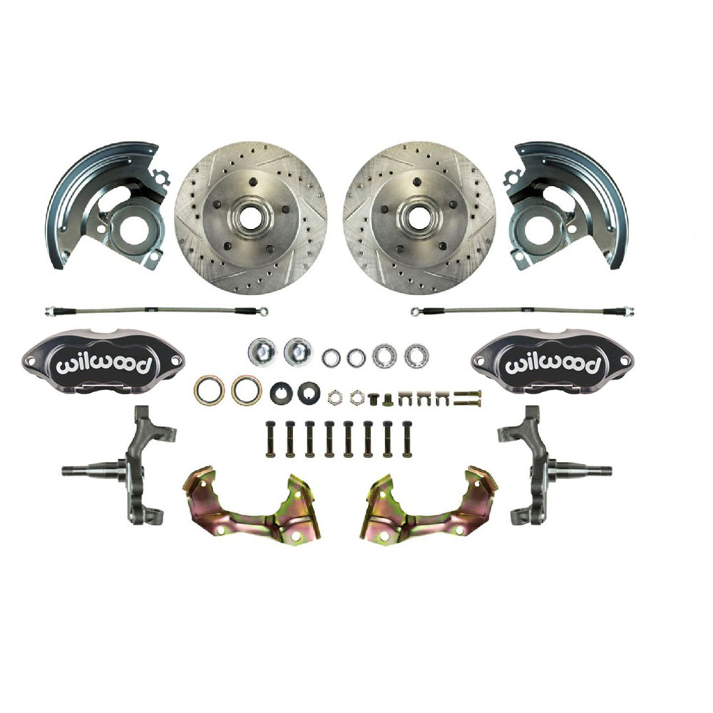1974 Pontiac Grand Prix 69-UP WILWOOD DISC BRAKE WHEEL KIT WITH DROP SPINDLES AND DUAL PISTON BLACK CALIPERS (69-72 GRAND PRIX / 72-74 VENTURA) - AFXWK32DS | BR5111Z