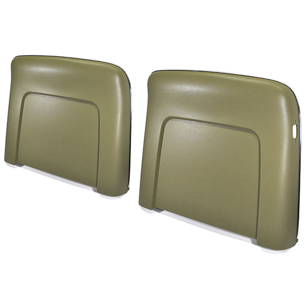 1970 Pontiac GTO/LeMans/Tempest PLASTIC BUCKET SEAT BACKS - INJECTION MOLDED WITH MOLDED CHROME (FITS 68 ALL & 69-72 RECLINING SEATS ONLY) IVY GOLD - PR | IN4400Z