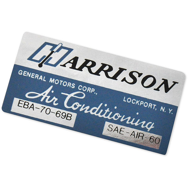 1969 Chevrolet Nova/Chevy II HARRISON AIR CONDITIONING EVAPORATOR BOX DECAL EBA-70-69B EACH | DC0550