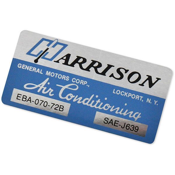 1972 Chevrolet Nova/Chevy II HARRISON AIR CONDITIONING EVAPORATOR BOX DECAL EBA-070-72B EACH | DC0553