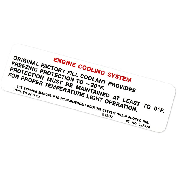 1973 Chevrolet Nova/Chevy II COOLING SYSTEM WARNING DECAL (DC0423) | DC0423