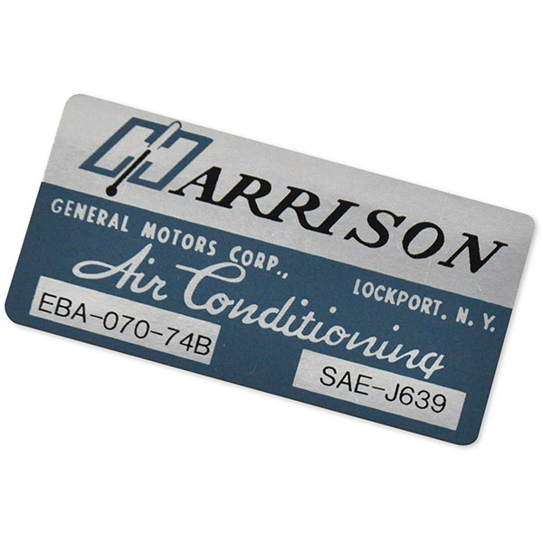 1974 Chevrolet Nova/Chevy II HARRISON AIR CONDITIONING EVAPORATOR BOX DECAL EBA-070-74B EACH | DC0555